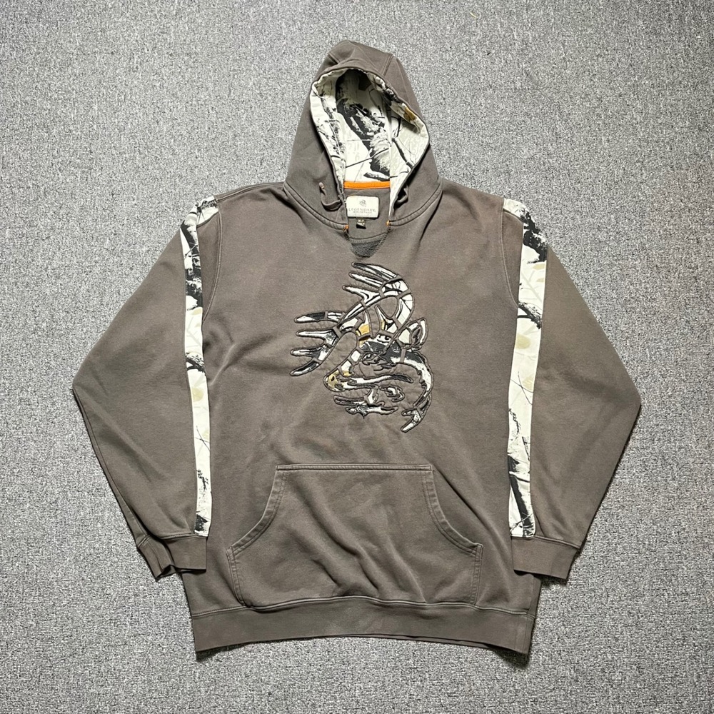 Legendary Whitetails Hoodie XLT Grayish Brown Camo Buck Pullover Sweatshirt